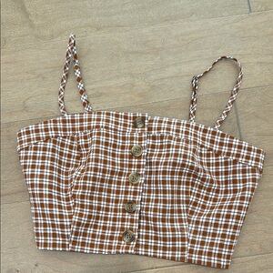Rust Plaid Women's Crop Top